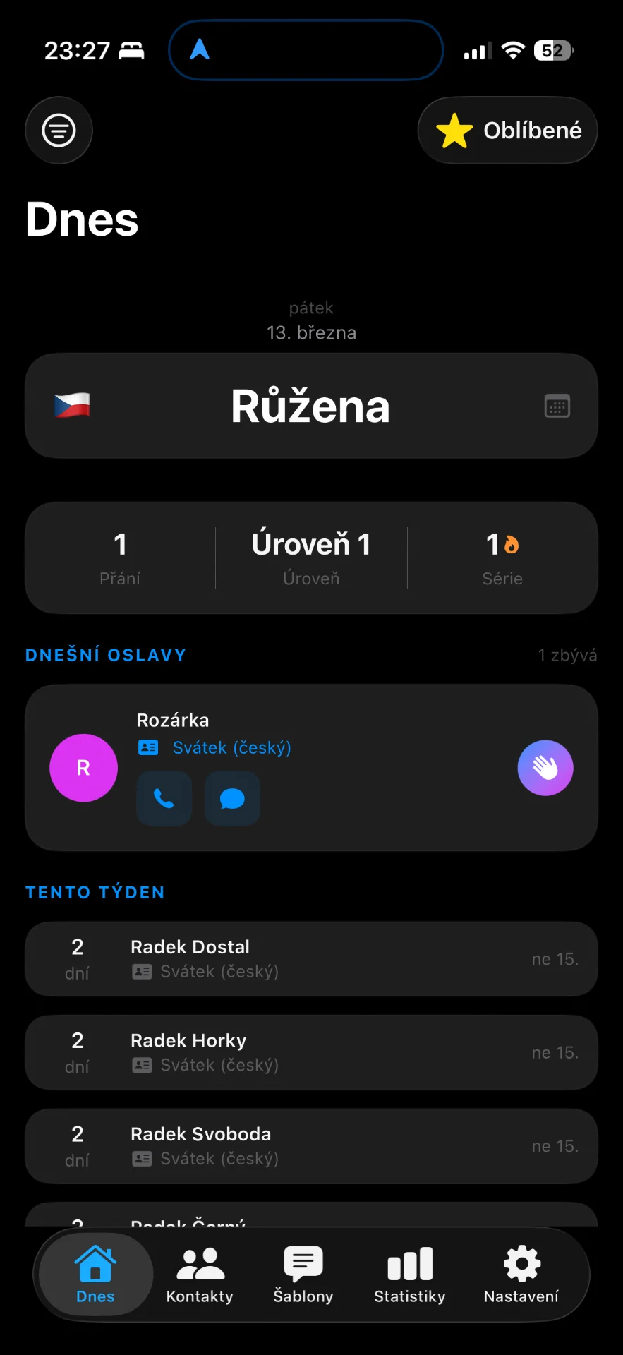 Gratulant app showing celebration timeline 2