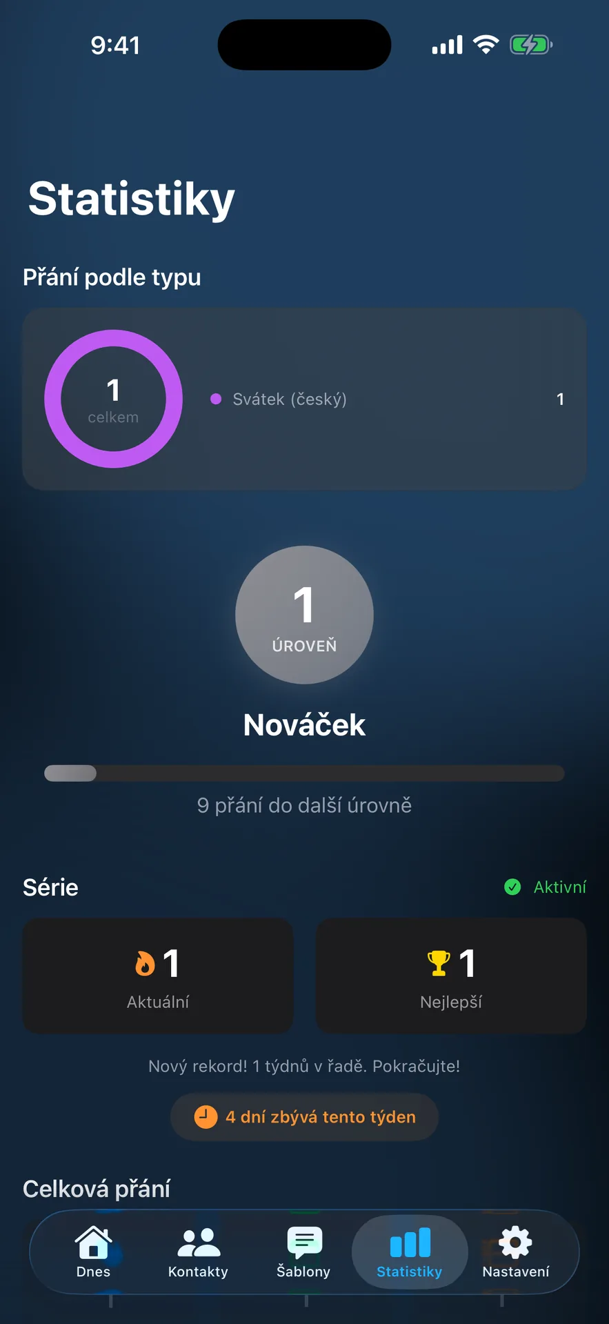 Série, úrovně a odznaky